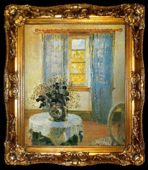 framed  Anna Ancher anna anchers stue med lysebla gardiner, ta009-2